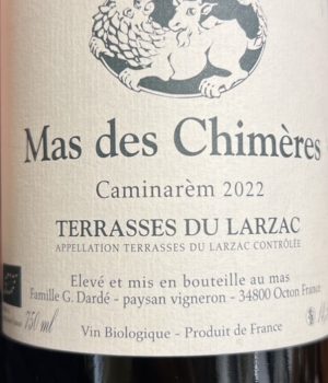 Mas des Chimères, Terrasses du Larzac, Caminarèm, Vin biologique, Vin rouge, Languedoc